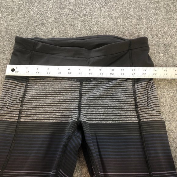Lululemon Leggings Women 6 Black STriped Mid Rise Back Pocket Speed Up Tight 31" - Picture 5 of 11